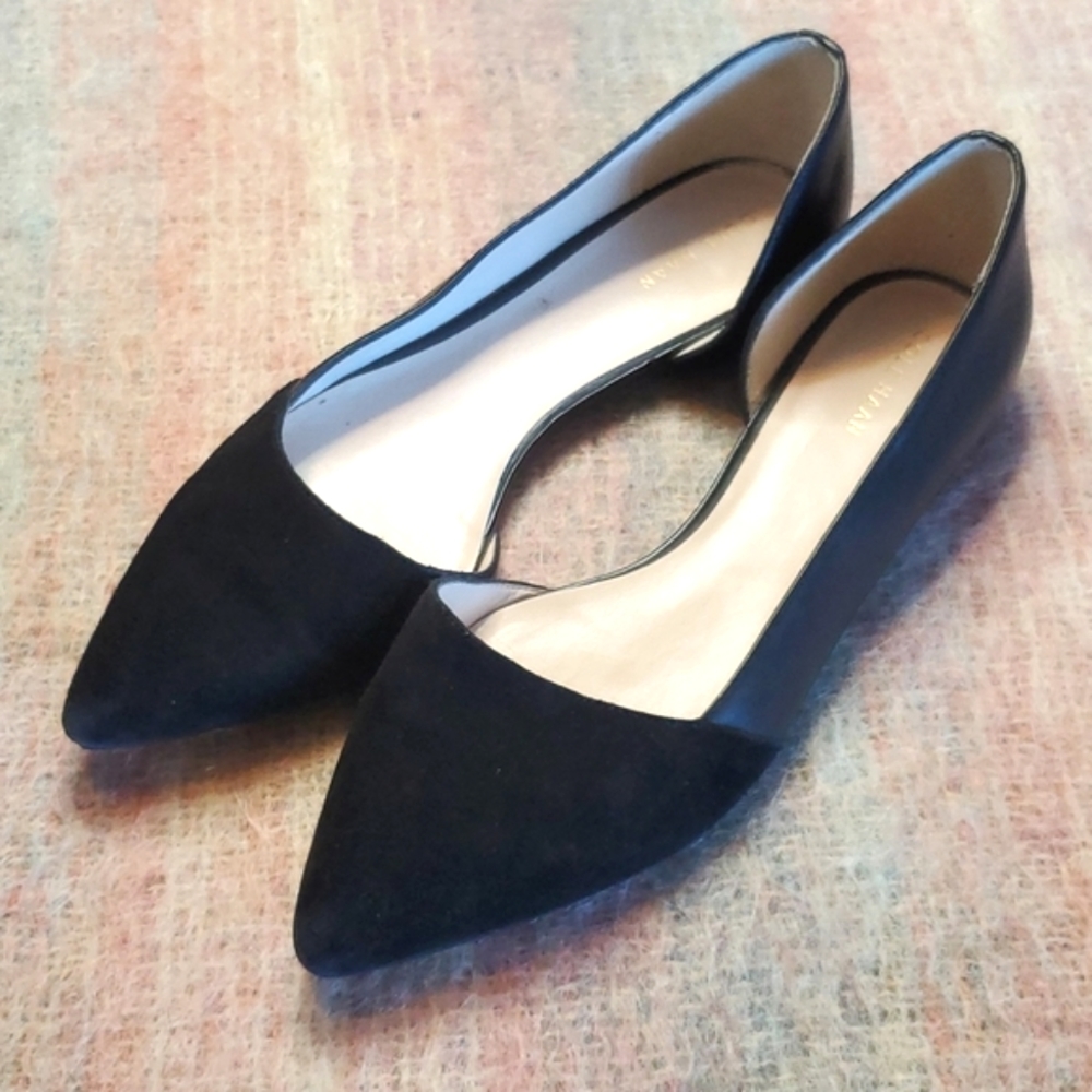 Cole Haan 8 Point Toe Ballet Flats Black Leather and Suede